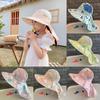 Anti Uv Kids Summer Baby Sun Hat Printed Whistle Shawl Hat For Girls Boys Outdoor Neck Ear Cover Beach Cap