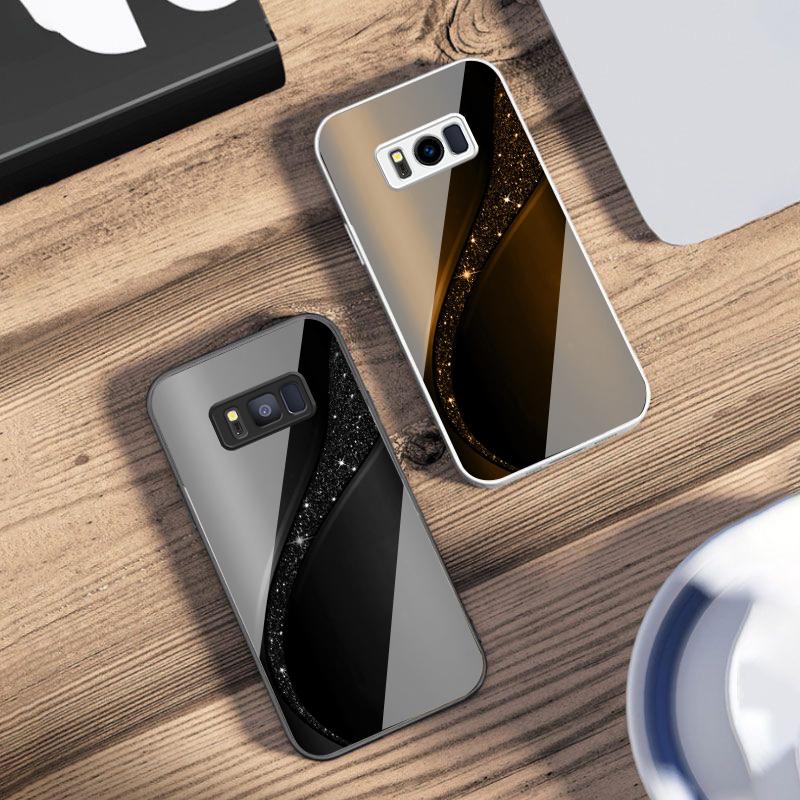 Brilliant golden galaxy For Samsung S25 S25 Edge S25Ultra S8 9 S10 20 U ltra S21 Pro 22 Plus S23 FE S24 Ultra Glass Phone Case