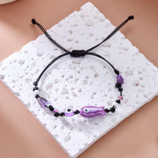 Handmade Colorful Ceramic Fish Beads Bracelet For Women Couple Braided Beads Bangle Bohemian Party Friendship Aesthetic Jewelry