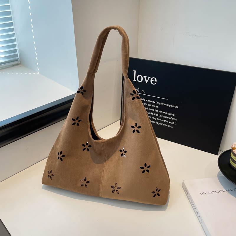 

Женская сумка-тоут 2025 новая сумка-мессенджер с перфорацией, сумка для учебы, сумка через плечо, повседневная сумочка коричневый