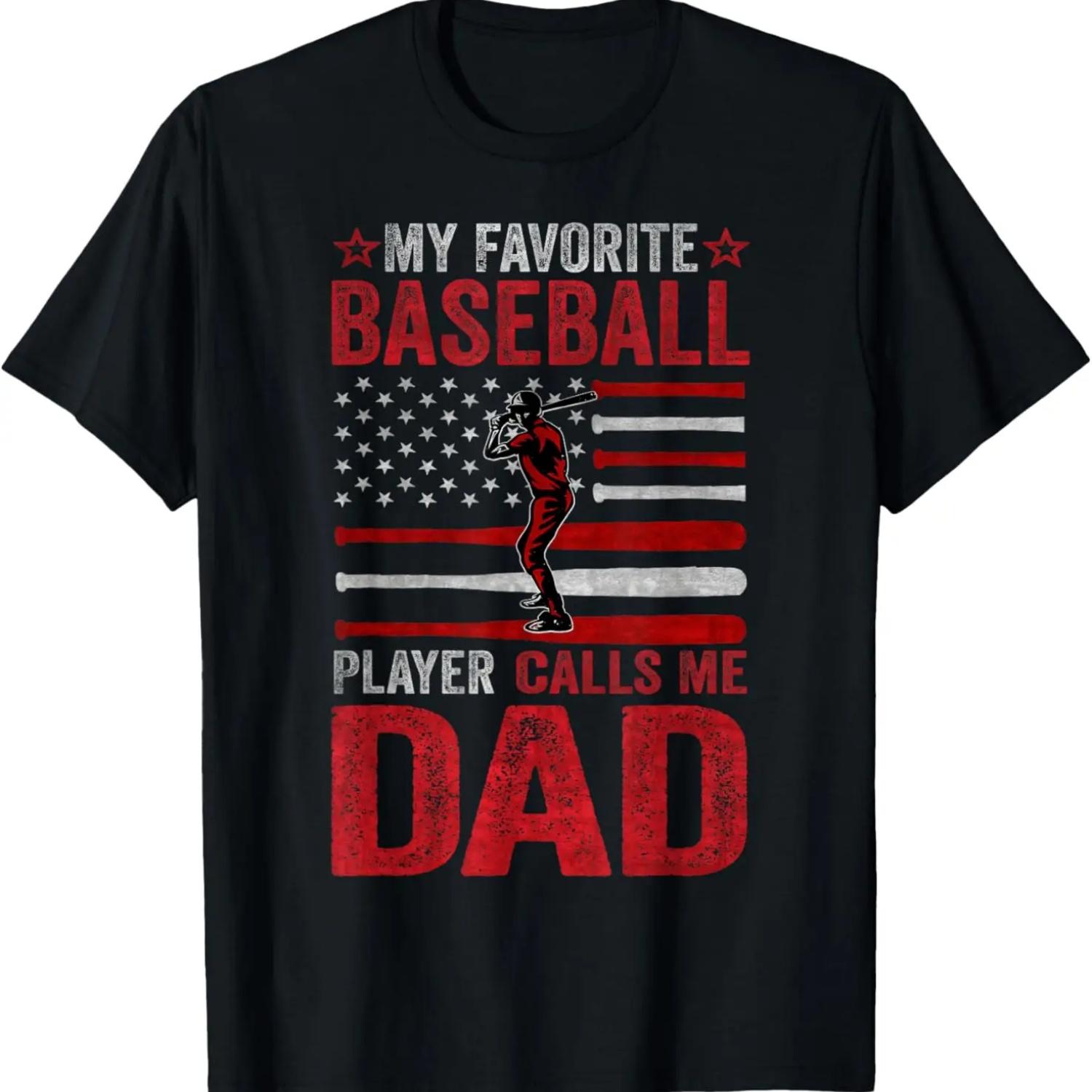 My Favorite Baseball Player Calls Me Dad With USA Flag T-Shirt S чёрный