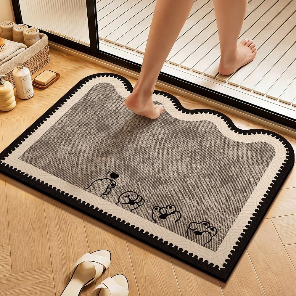 Anti Slip Puppy Absorbent Mat Cartoon Animal Door Mat Stain-resistant Bathroom Mat  Laundry Room