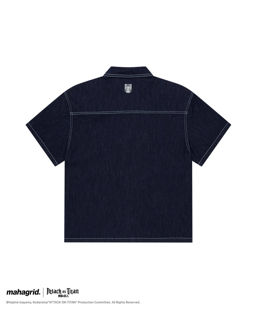 MAHAGRID [Attack On Titan] Sasageyo Denim Half Shirt Blue(Mg2Gmmw342T)