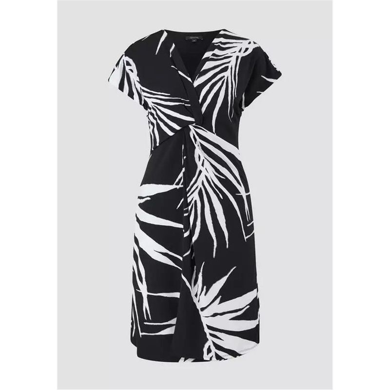 

Slightly Dyed Leaves Tight Waist Knotted Work Clothing Short Sleeve Black 40