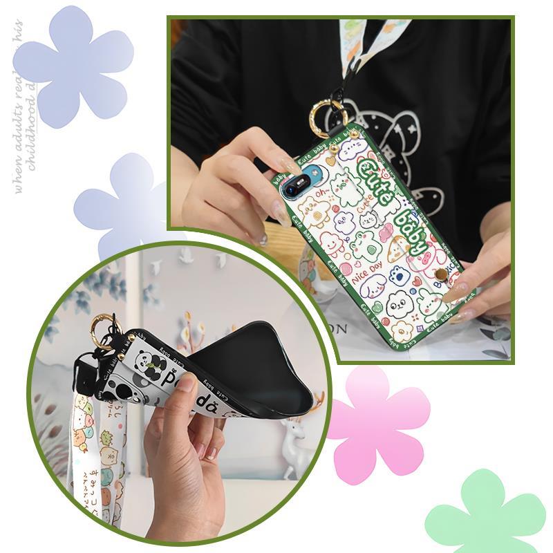 Durable Back Cover Phone Case For Itel A25/A35/A25 Pro Wrist Strap Lanyard Ring Kickstand Protective Shockproof Cartoon