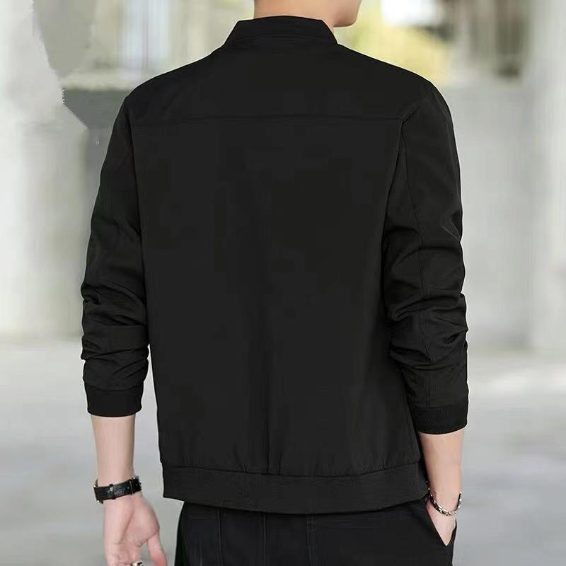 Men S Casual Baseball Jacket Spring Autumn Solid Long Sleeve Coat