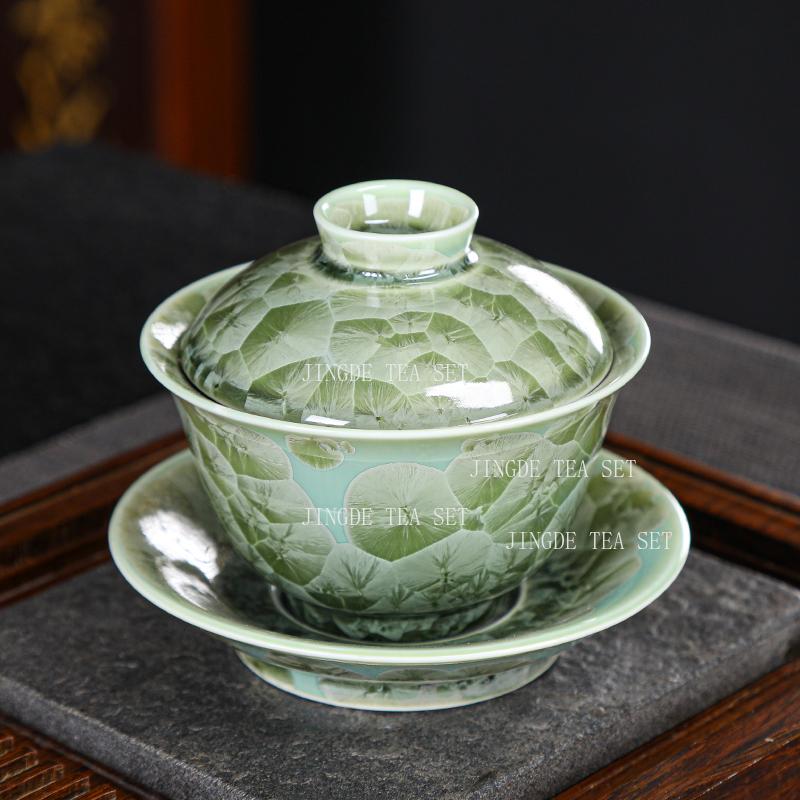 1pcs Ceramic Sancai Cover Bowl High End Household Heat-resistant Tea Bowl Chinese Tea Cup Tea Cup with Lid Teaset Accessories