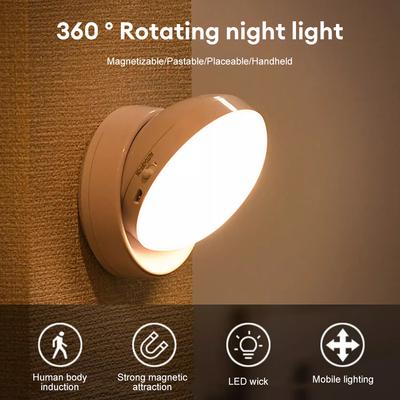 360° Rotated Motion Sensor LED Night Light Wall Lamps USB Rechargeable Under Cabinet Light Wireless Closet Night Lamp Home
