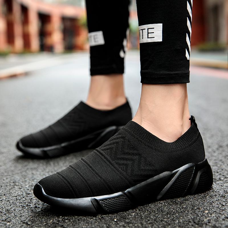 Couples Fashion Breathable Socks Solid Color Flyknit Sports Shoes Men's and Women's Outdoor Casual Shoes One Kick Off