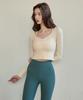 Debiweeo Women'S Yoga Wear Devi-T0126-Cream Lemon Pilates Julie Shirred Long Sleeve