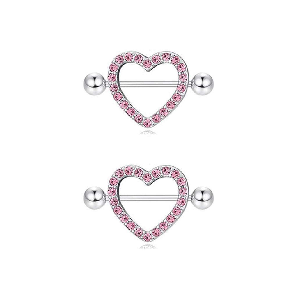 Fashionable Nipple Rings Jewelry Set with Sparkling Pink Silver Cubic Zirconia Stones for Fashion Enthusiasts