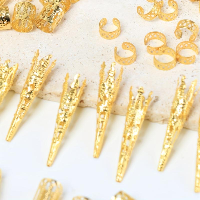 Alloy Gold Silver Braid Hair Ring Dreadlock Hair Ring Hippie Style Hair Accessories Loc Hair Jewelry For Braids For Girls Women