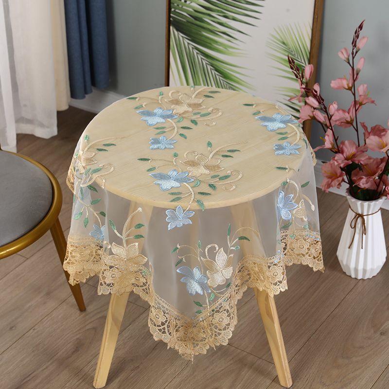 

1 шт. маленькая круглая скатерть из ткани с кружевной вышивкой прямоугольная скатерть домашняя пылезащитная крышка журнального столика 60x60cm
