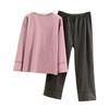 Ladies' Casual And Comfortable Long Sleeved Solid Color With Thick Velvet Sleepwear And Warm Pants Set