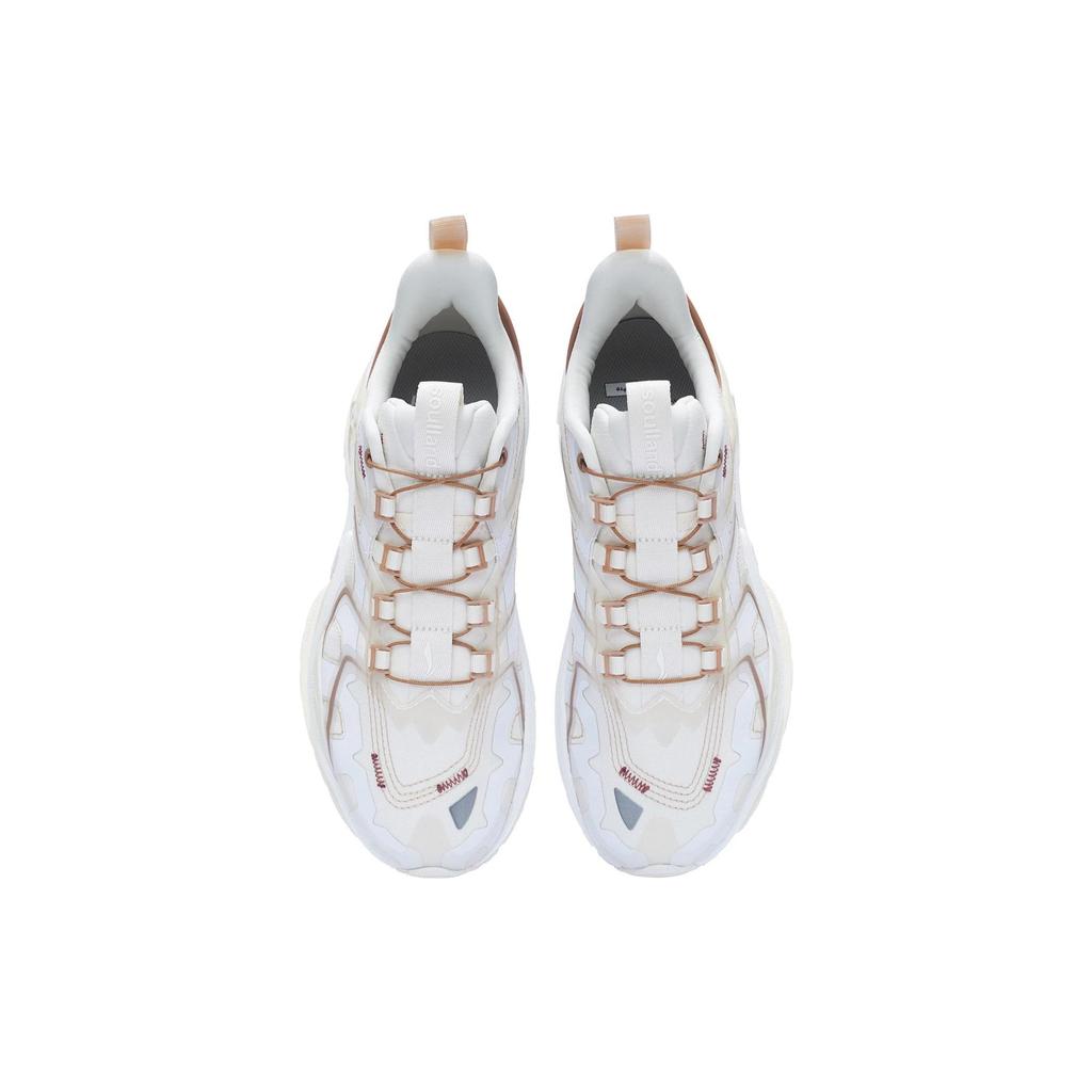 Soulland X Li Ning Cat Paw Ace Leather Shock Absorbing Non-Slip Wear-Resistant Low-Top Sports Casual Shoes Men Sneakers White Brown AZGS103-7