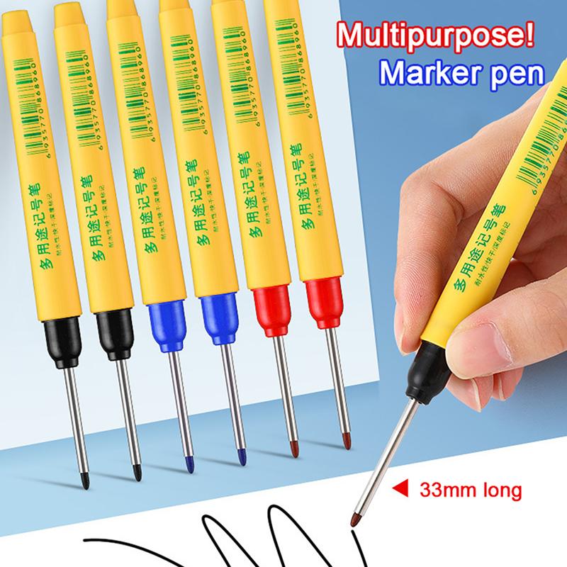 33Mm Marking Pen Waterproof And Colorfast Ceramic Tile Wood Metal Deep Hole Long Head Marking Pen Woodworking Electrician Tools