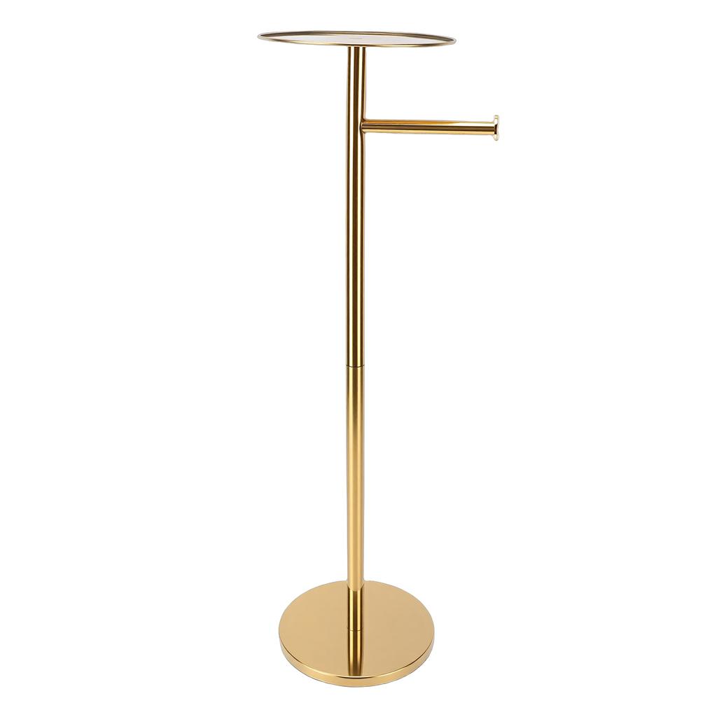 Standing Toilet Paper Holder Stylish Stable Stainless Steel Tissue Roll Stand with Phone Tray for Bathroom
