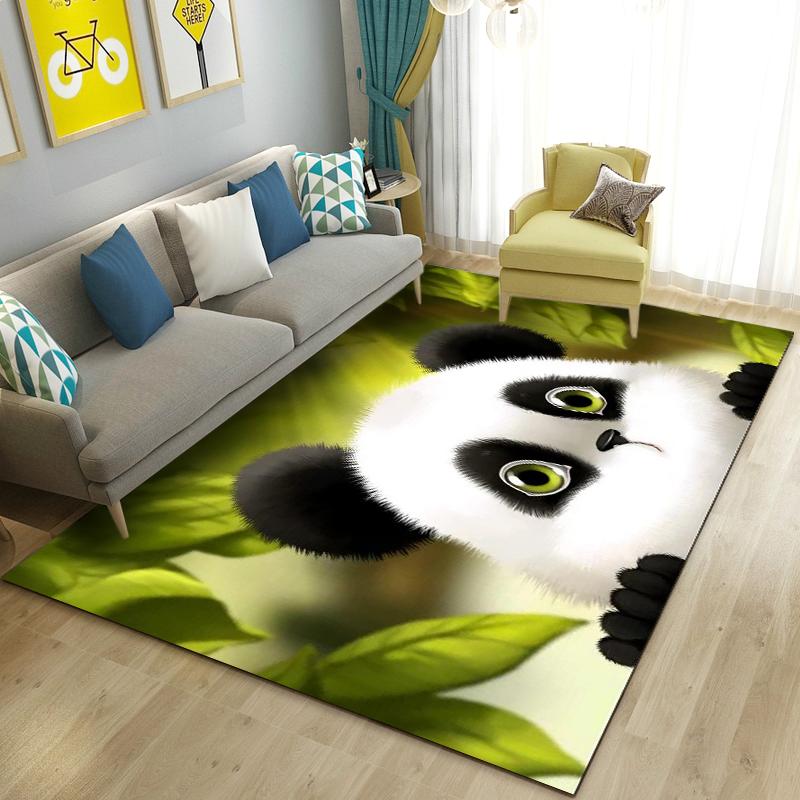 Alfombra de área 3D de dibujos animados de panda lindo, alfombra para sala de estar, dormitorio, sofá, felpudo, decoración de cocina, alfombra de suelo antideslizante para niños