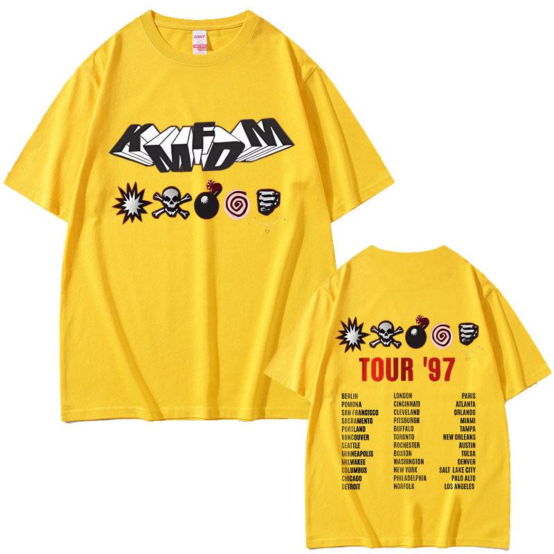 Rock Band Kmfdm Tour 97 Graphic T Shirts Unisex Women Vintage Gothic Punk Tshirt Unsiex Pure Cotton Casual Oversized Short Sleeve