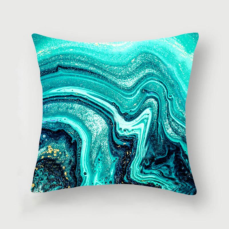 Nordic Blue Marble Polyester Pillowcase Sea Rock Texture Bedside Sofa Chair Throw Pillow Cushion Cover Home Decor Cushion Cover