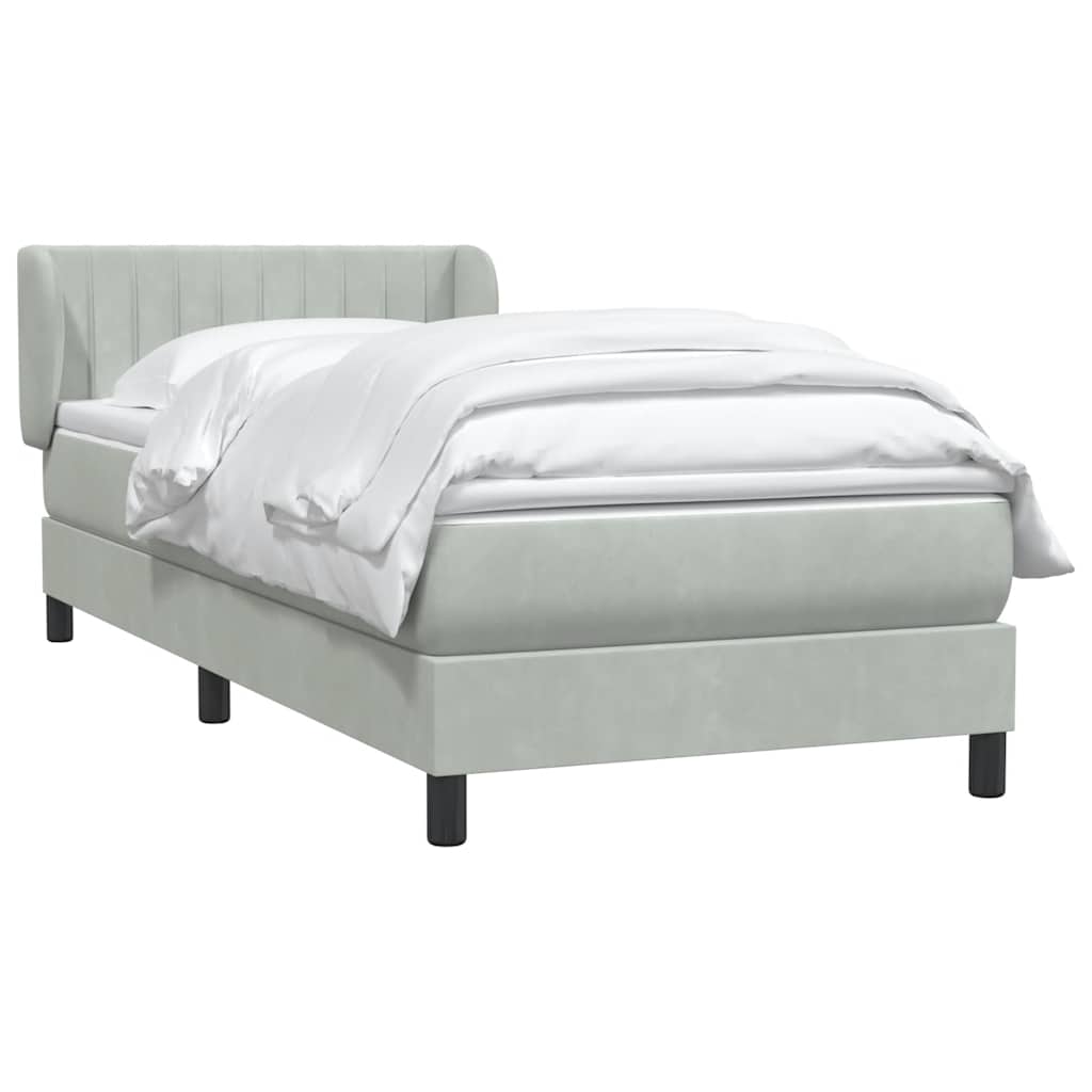 Box Spring Bed with Mattress Light Grey 80 x 220 cm Velvet