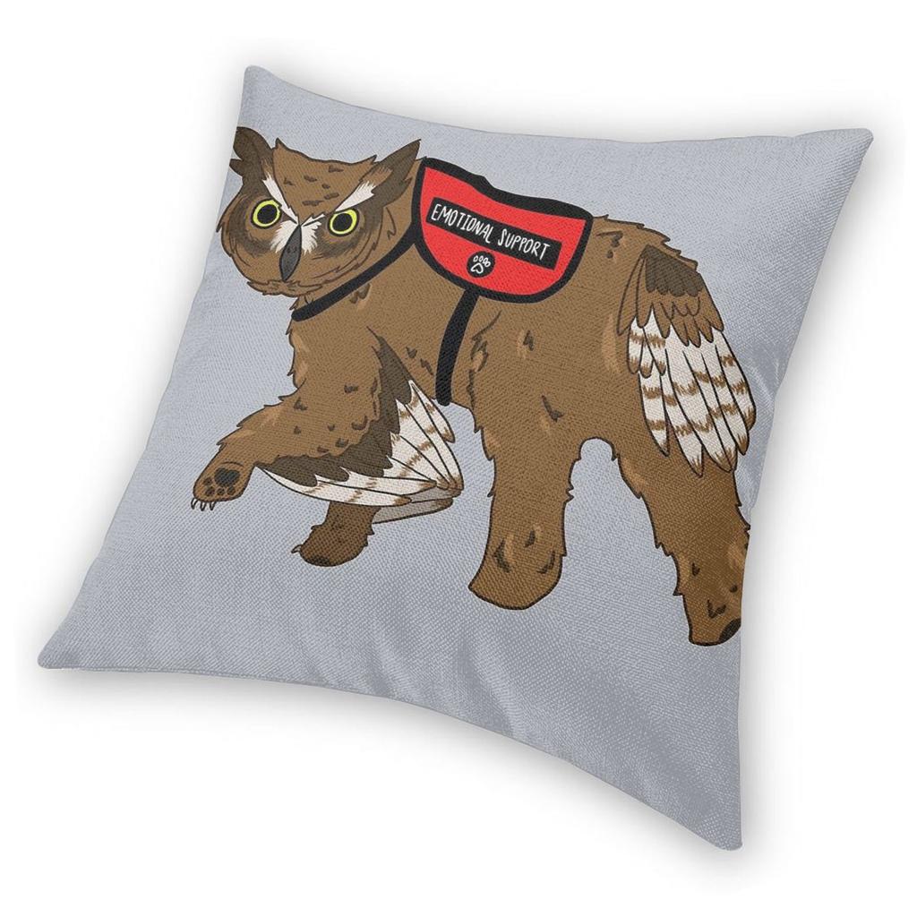 Emotional Support Owlbear Square Pillowcase Polyester Linen Velvet Printed Zip Decor Throw Pillow Case Sofa Seater Cushion Cover