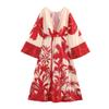 2026 Spring Women's European & American Style Loose Fit Printed Back Swing Collar Dress