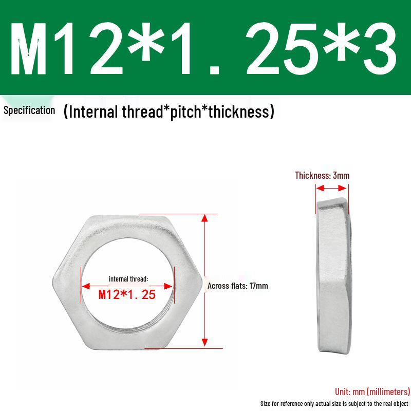 GB808 White Zinc Hex Thin Nut, Fine Thread, Lamp-Type, M6-M30