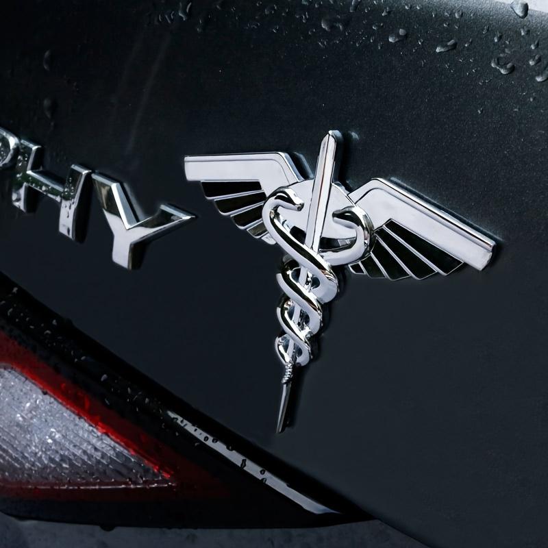 

1pc Dual Snake Metal Life Star Emblem for Emergency Vehicles, Car Modification Side Tail Badge with Adhesive Backing, Easy Paste Installation серебряный