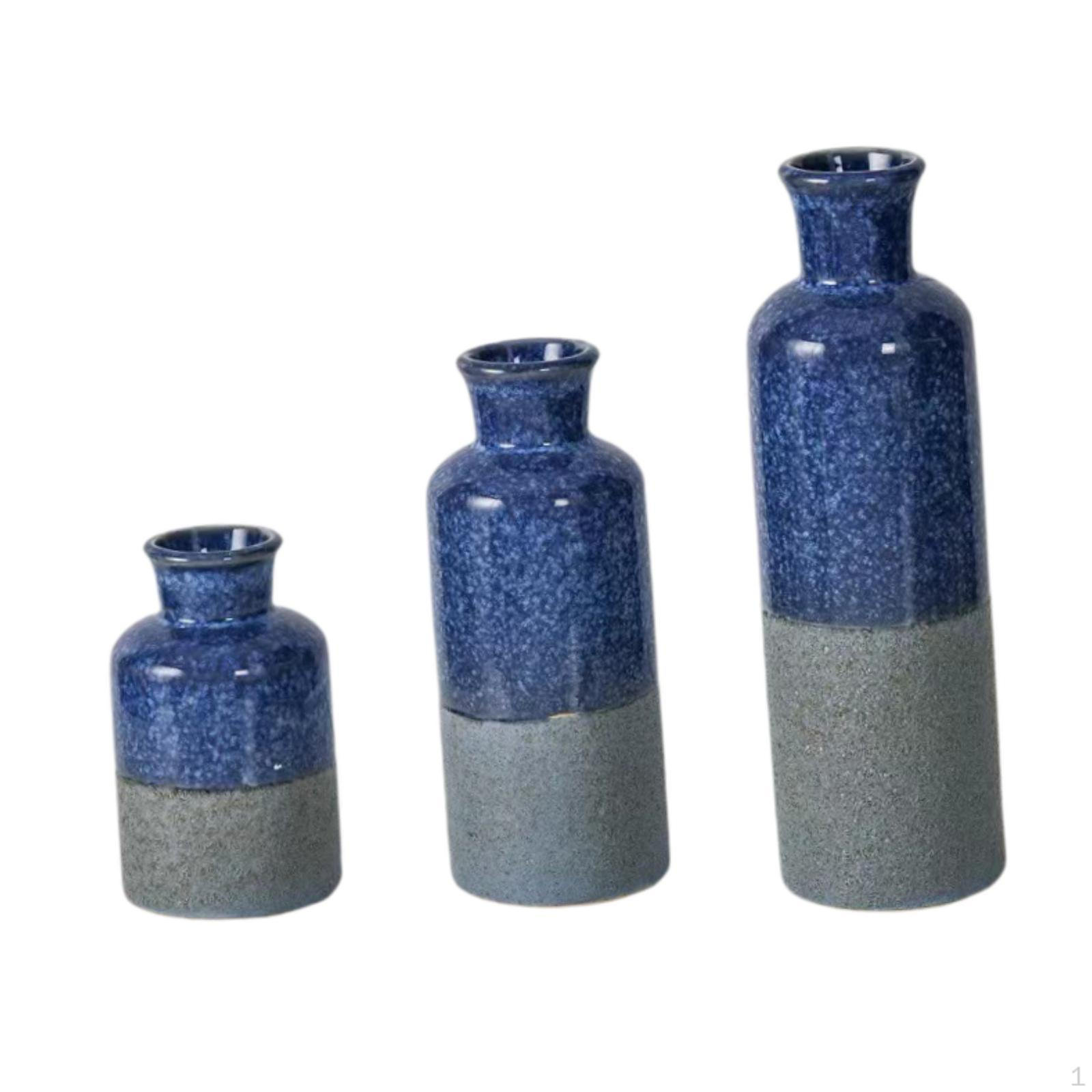 

3 предмета керамическая ваза минималистская ваза для цветов, винтажный стол ретро для полки гостиная синий