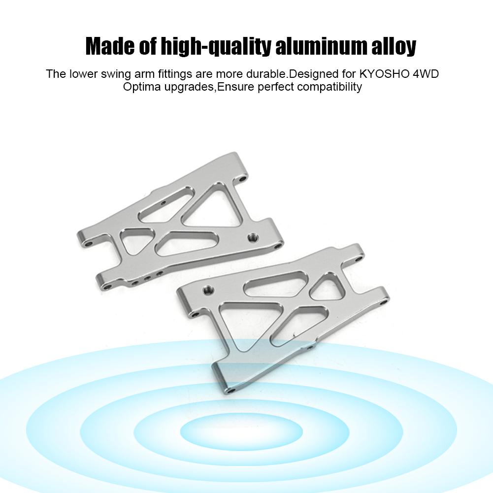 2PCS Aluminum Alloy Rear Lower Swing Arm Fit for KYOSHO 4WD Optima 110 RC Off Road Vehicle(Silver )