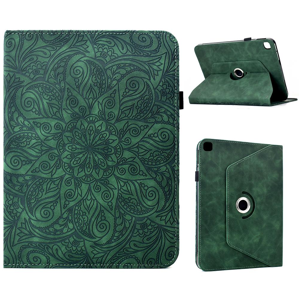 Leather Case for iPad 10.2 (2020)/(2019)/iPad Air 10.5 inch (2019)/Pro 10.5-inch (2017) Card Slots Rotary Stand Mandala Flower Tablet Cover
