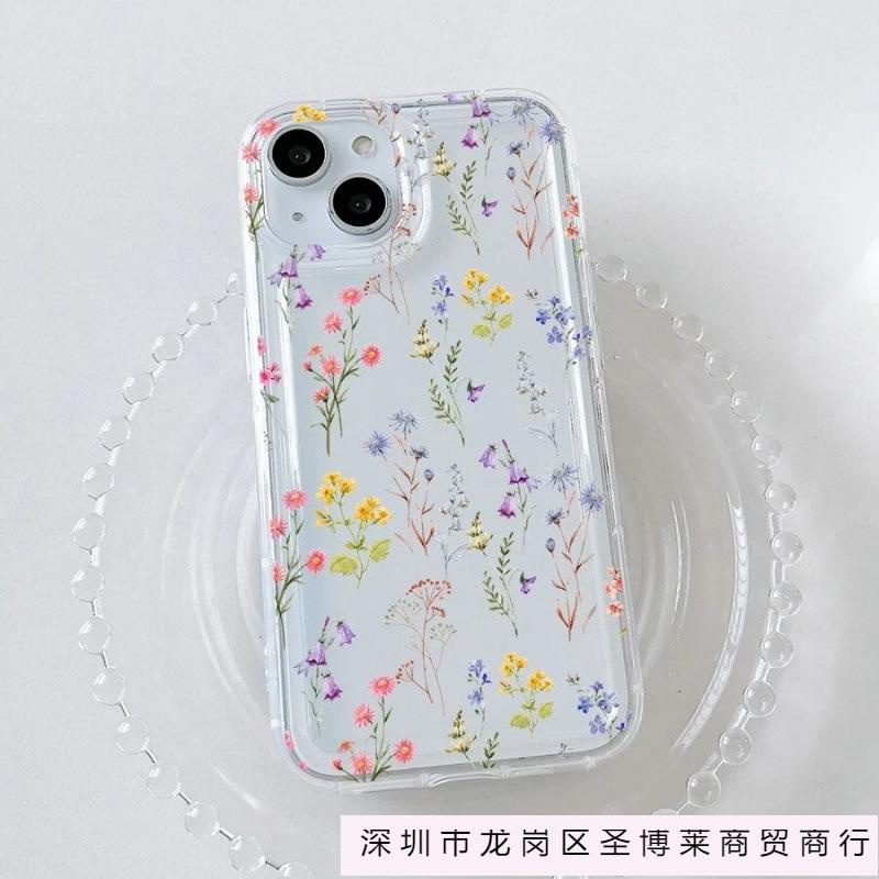 Color Flowers and Plants Are Suitable for Apple 16promax Mobile Phone Case 15plus Europe and America 14 Personality 13 Airbag 12 Transparent 11