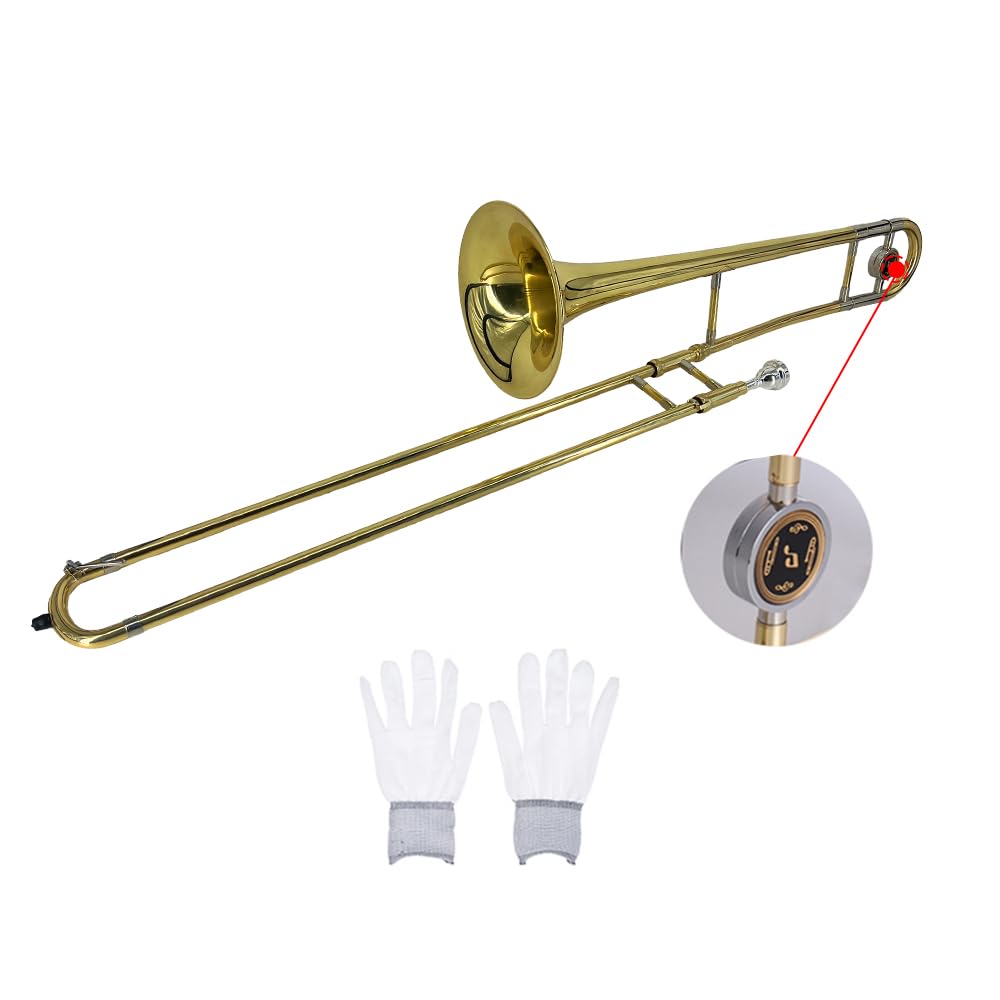 summina Alto Trombone, Brass, Gold Lacquer, Bb Tone, B Flat, with Cuprontel Mouthpiece and Cleaning Stick Case (Gold)