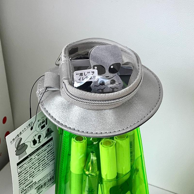 Leuke Grappige Alien Pennenzak Cartoon Draagbaar Grote Capaciteit Ufo Schrijfwaren Opbergtas Broche Pop Display Tas Studentenbenodigdheden