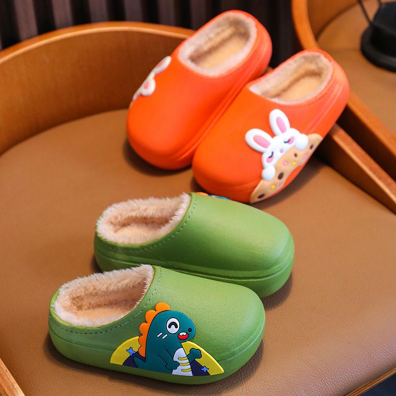 2023 Cotton Slippers: Children's Plush Winter Non-slip Waterproof Parent-Child Outdoor Furry Shoes
