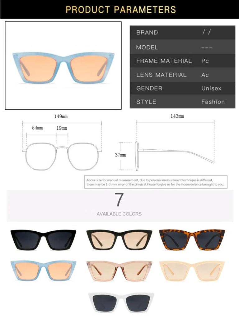 Vintage Cat Eye Sunglasses Women Square Small Frame Sun Glasses Female Brand Designer Retro Shades Fashion