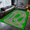 Race Track Pattern Carpet Green Racing Track Kids Play Mat Interactive Education Home Decor Soft Non-Slip Rug for Living Room