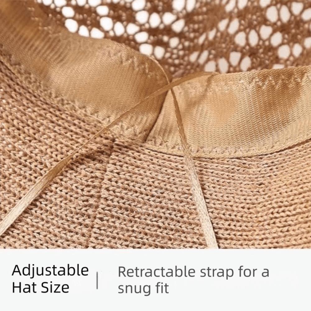Adjustable Hollowed-Out Sun Hat Floral Decoration Fisherman Hat Rolled-Brim Hat  Casual Streetwear