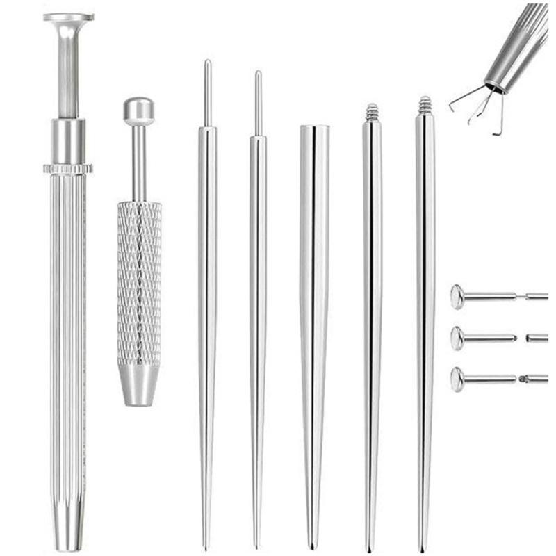 Practical Piercing Tool Set Stainless Steel Texture Suitable for Body Jewelry Insertion from 14G to 20G Safe Applicator
