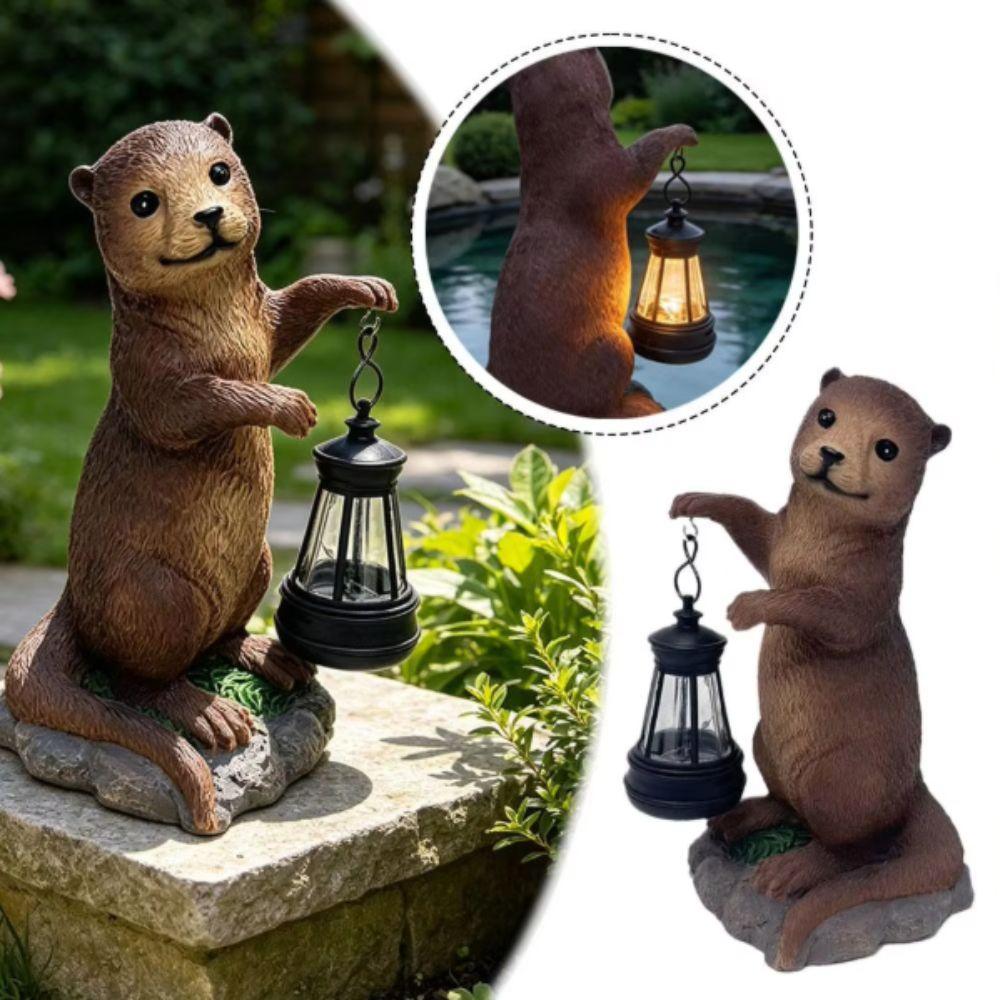 Solar Powered Solar Frog Lantern Waterproof Resin Animal Figurine Solar Garden Statue Pathway Decor LED Light Outdoor Yard Decor