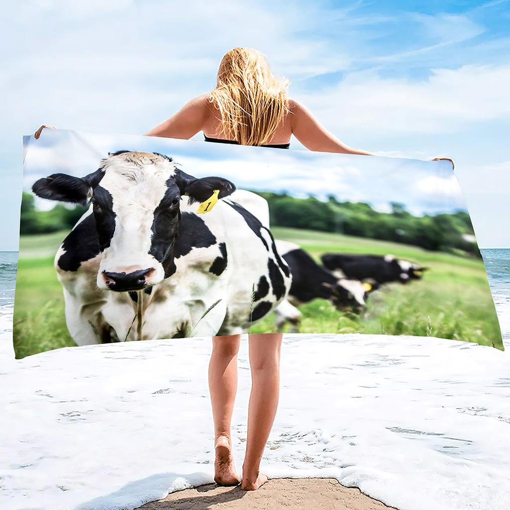 Cow Print Beach Towel Microfiber Bath Towels Oversized Cute Animal Cow Beach Towels Quick Dry Pool Towels for Bathroom Camping