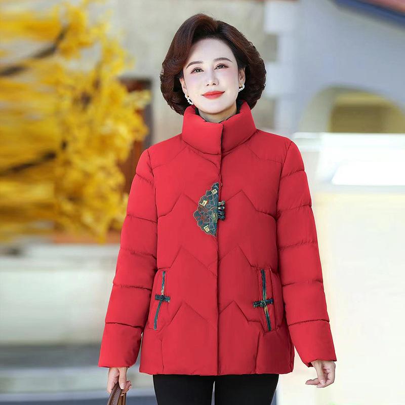 Women's Winter Thickened Warm Jacket Medium Long Embroidery Loose Warm Jacket