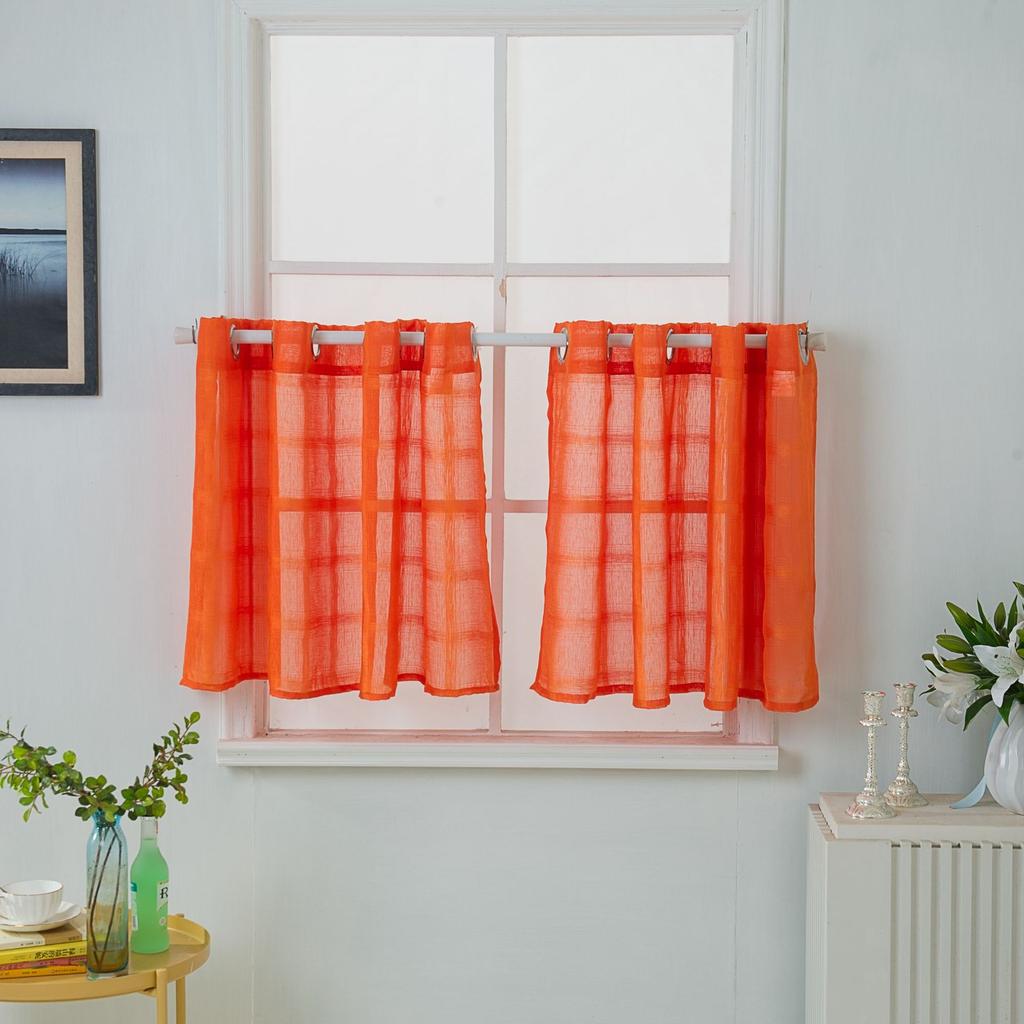 Linen Lattice Punched Small Curtains, Kitchen Curtains, Nordic Style Finished Curtains, Window Screens