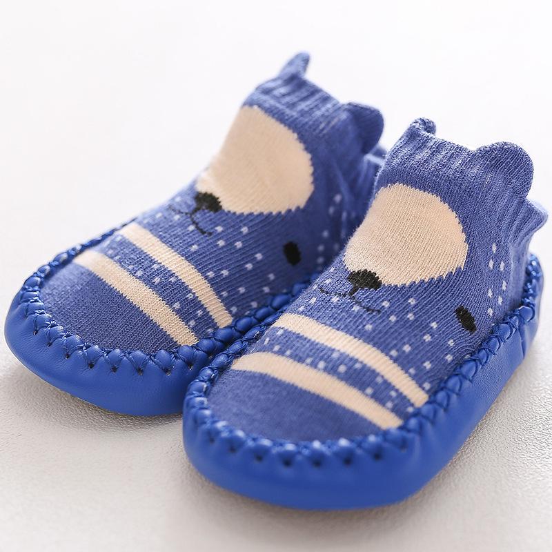 Children's Cartoon Fox Non-Slip Leather Toddler Socks Shoes