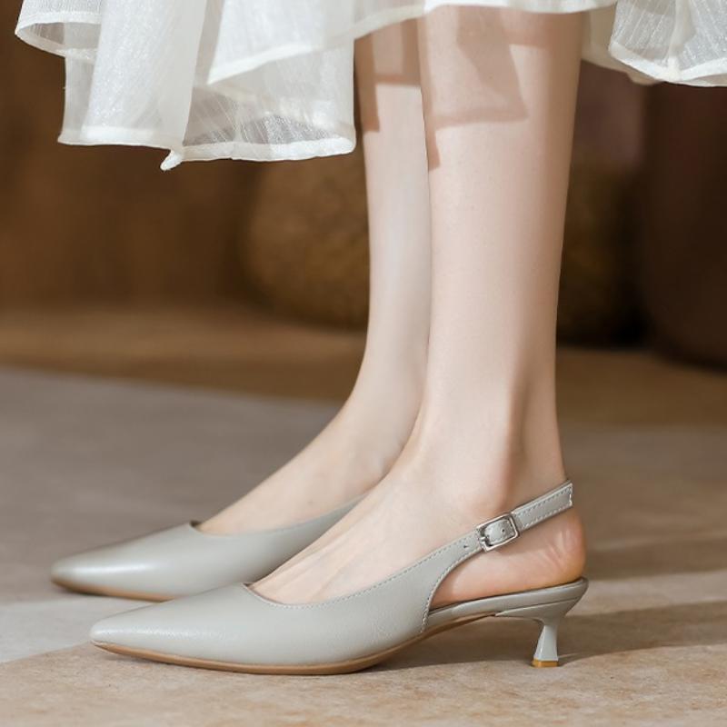 

Новые женские сандалии с острым носком, туфли-лодочки с открытой пяткой, свадебные туфли, модельные туфли на низком каблуке, черные женские туфли без шнуровки 34 серый