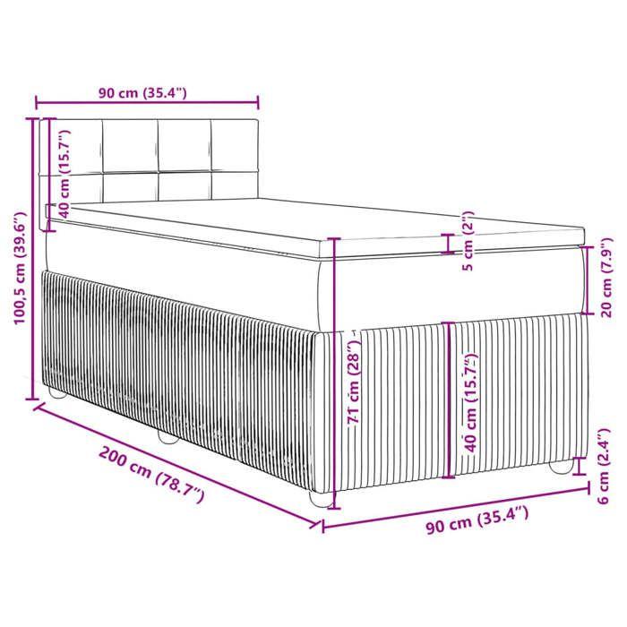 VidaXL Slat Bed Base with Mattress Black 90x200 Cm Fabric 3287341