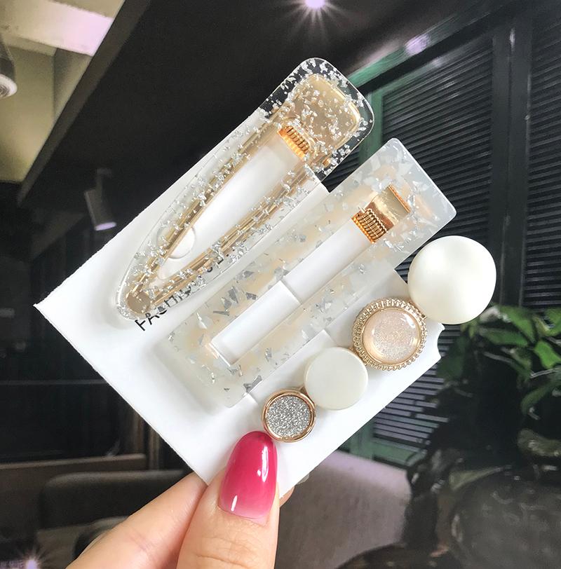 Fashion Hair Pins Side Clip Set Sweet Acrylic Waterdrop Hair Barrettes For Women Girls Korean Geometric Hair Accessories Jewelry