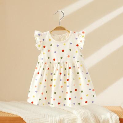 Robe en coton à fleurs de princesse pour filles - Style d'été à manches papillon