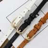Women Faux Leather Belt Thin Waistband Decorative Waist Ornament for Jeans and Dresses Elegant Design with Gold Buckle
